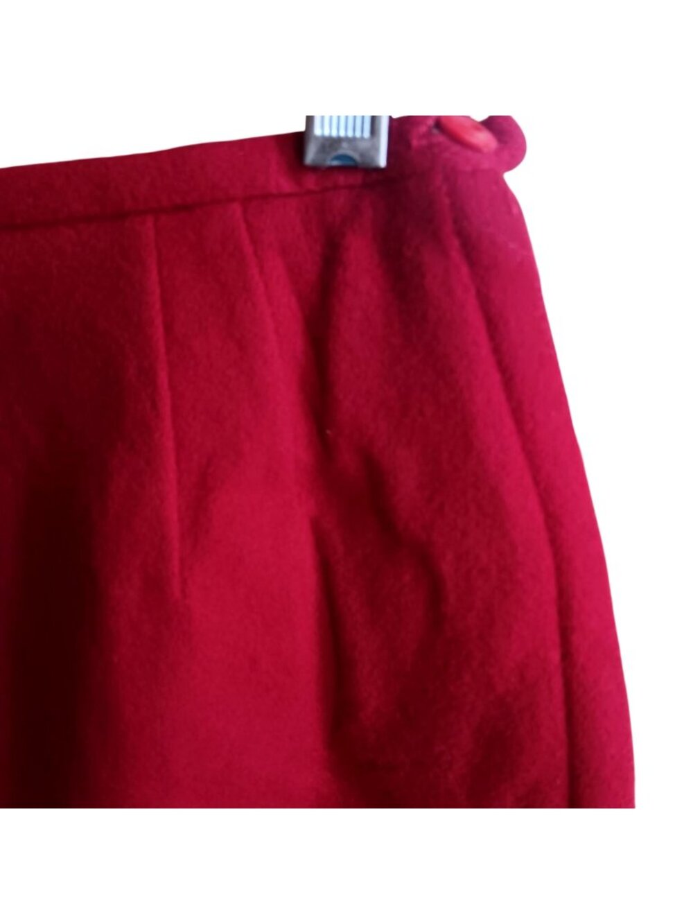 True Vintage Skirt 25W 25" 1960's WOOL/CASHMERE RED SECRETARY SIDE ZIP Einiger